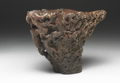 图片[3]-Carved rhinoceros horn cup with chi-dragon decoration, Qing dynasty, 18th century-China Archive